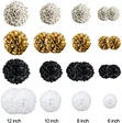 Black and White Gold Craft Tissue Paper Pom Poms