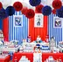 Blue Red White Paper Pom Poms Honeycomb Balls  American national  Lanterns