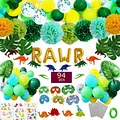 Dinosaur Party Decoration  Banners Cake Toppers Tattoos  tropical Palm Leaves