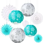 Frozen theme party paper lantern and paper fan sets