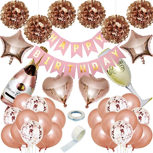 Rose Gold theme birthday party decoration