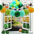 Dinosaur Party Decoration  Banners Cake Toppers Tattoos  tropical Palm Leaves