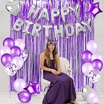 purple theme birthday party decoration