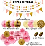 pink and golden theme party decoration paper sets