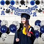 Blue and Silver graduation  celebration party decoration