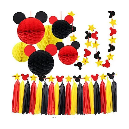 HKH DIY Colorful Mickey party decoration tissue Paper Honeycomb Balls  Tassel Garland Tissue Felt Banner sets