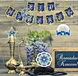 blue color Set Banner Religious Hanging Swirl for Eid Mubarak party
