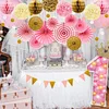 pink and golden theme party decoration paper sets