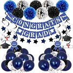 Blue and Silver graduation  celebration party decoration