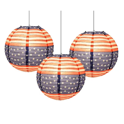 2024 July 4th decorative supply Patriotic Day decoration paper lanterns