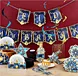 blue color Set Banner Religious Hanging Swirl for Eid Mubarak party