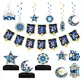 blue color Set Banner Religious Hanging Swirl for Eid Mubarak party