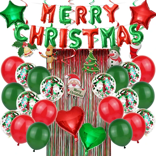 HKH christmas foil latex balloon decoration set banner curtain