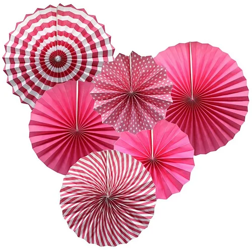 HKH printing pink mix size wedding Valentine's Day birthday love theme party decoration wall paper fan