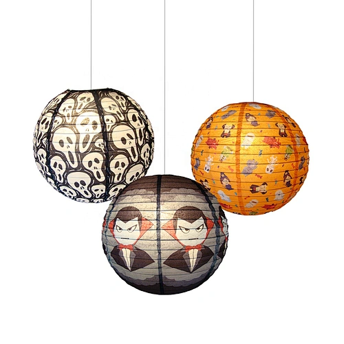 Vintage Halloween skull paper lantern 3 pack paper Halloween decoration