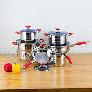 12 pcs Kitchen Cookware Stainless Steel cookware set with glass lid