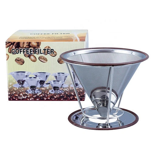 Hot Sale Reusable Cone Paperless Coffee Dripper Stainless Steel Portable Coffee Filter Maker