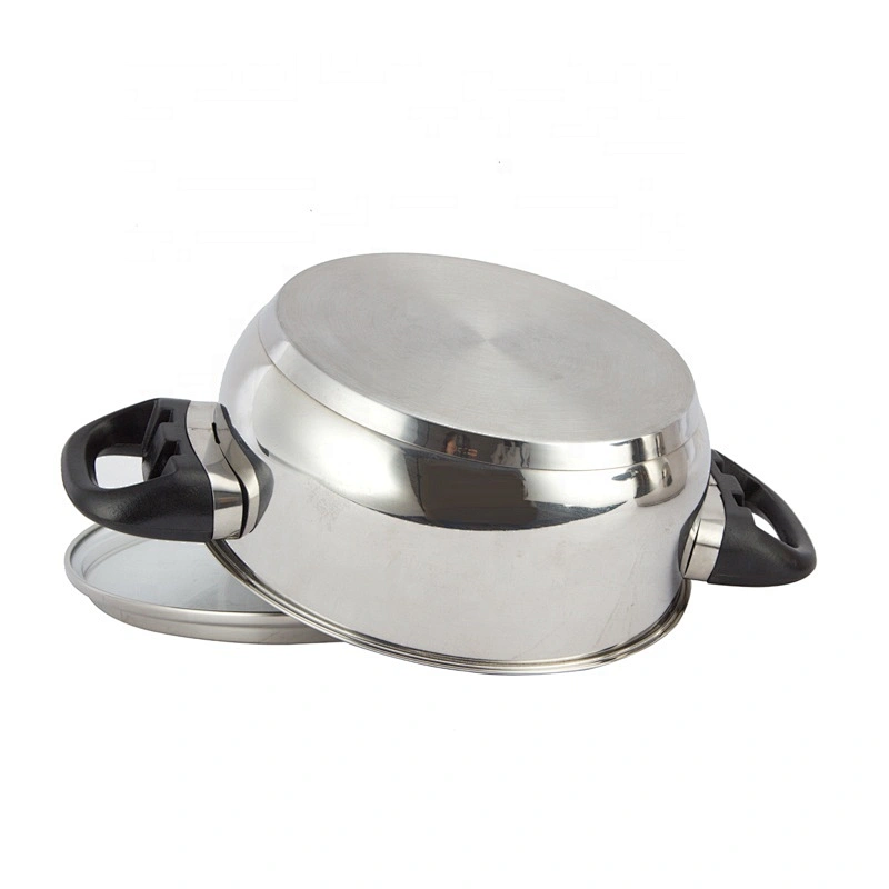 Double handle single casserole stainless steel with C shape Clear glass lid