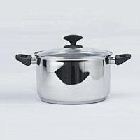 Kitchenware accessory 18cm casserole stainless steel soup pot with glass lid