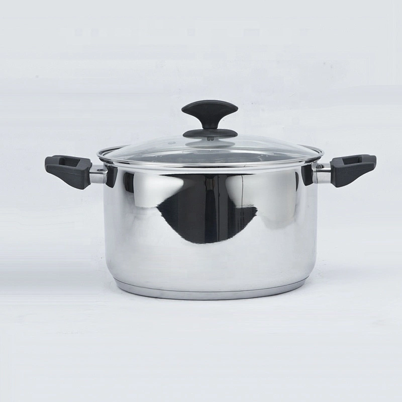 Kitchenware accessory 18cm casserole stainless steel soup pot with glass lid