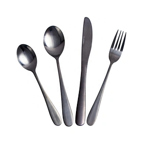 Mirror Polishing Rose Gold Flatware Black 304 Stainless Steel Metal Cutlery Set