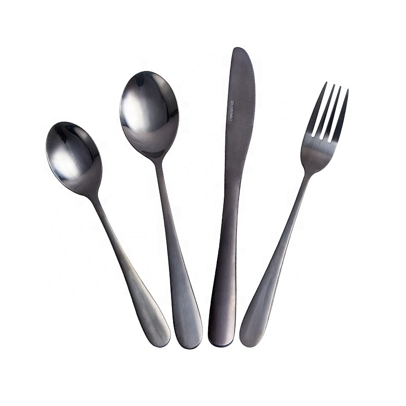 Mirror Polishing Rose Gold Flatware Black 304 Stainless Steel Metal Cutlery Set