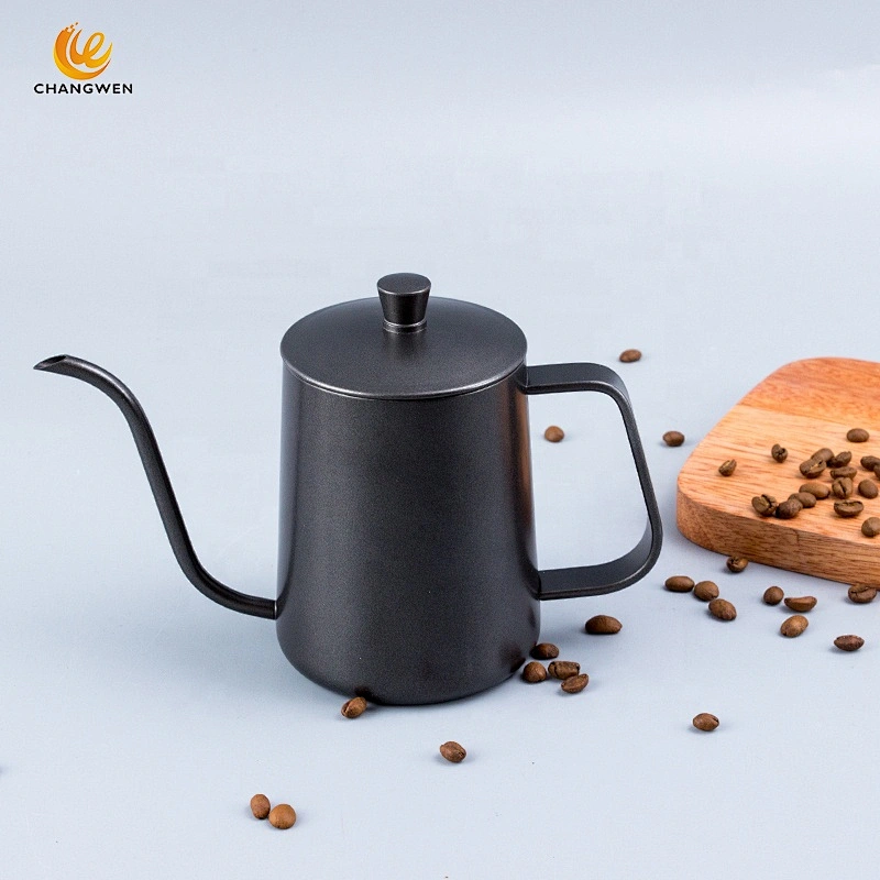 600ml Black Vintage Stainless Steel 304 Material Gooseneck Kettle Pour Over Coffee Pot