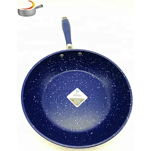 Blue silicone handle frying pan non stick cookware fry pan stainless Steel Frypan Set