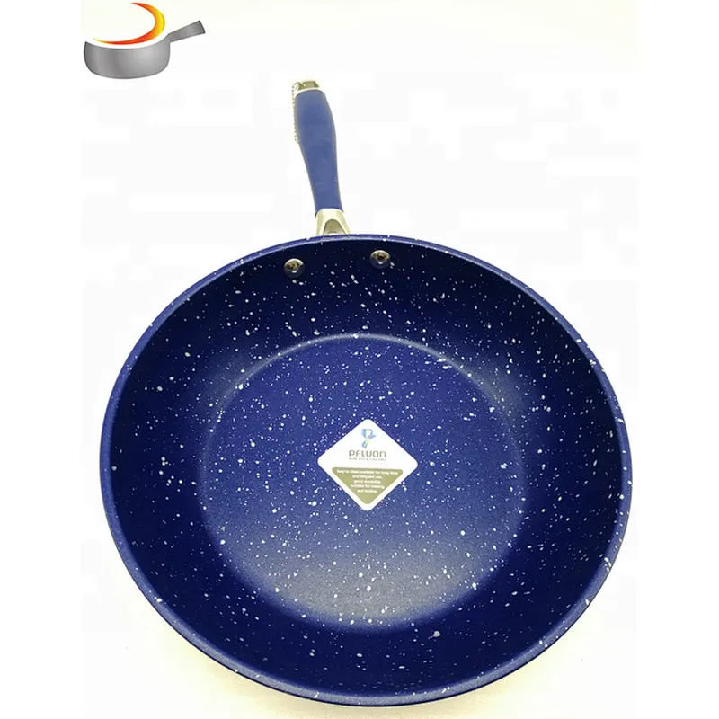Blue silicone handle frying pan non stick cookware fry pan stainless Steel Frypan Set