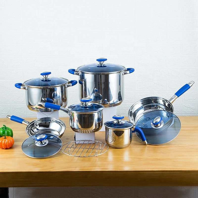 In stock hot Wholesale nonstick kitchenware 13 Pcs Stainless Steel Cookware Set