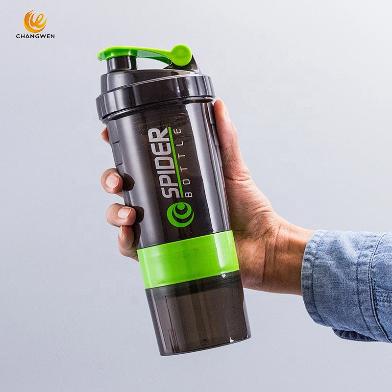 Wholesale Customized 500ML Three-layer drink water bottle plastic water bottles protein shaker bottle