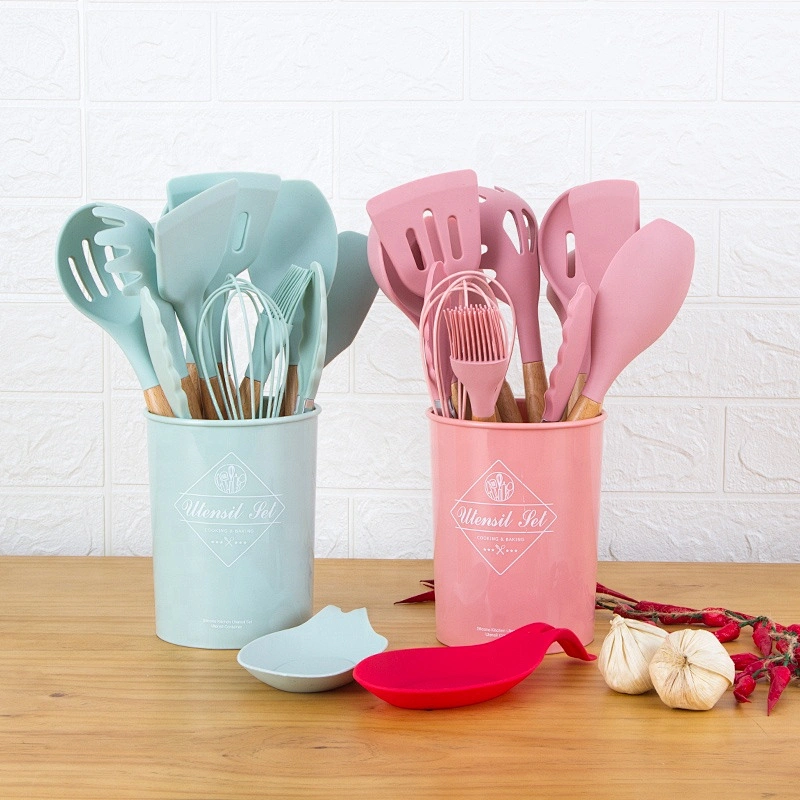 Hot selling colorful kitchen utensils cooking tools set kitchen accessories set silicone kitchen utensil set