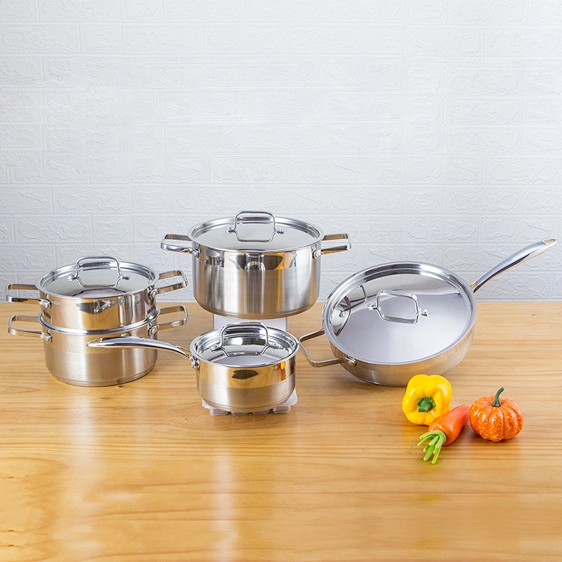European cookware set 304 stainless steel casserole cooking pot sauce pan fry pans