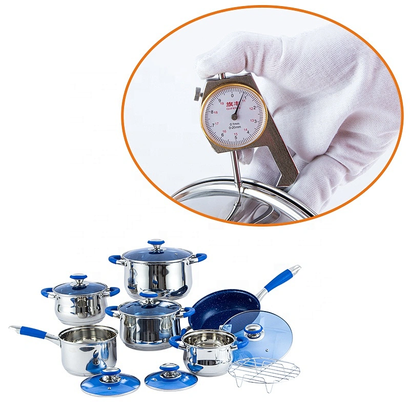 Kitchen accessory 13pcs cooking pot stainless steel cookware set with glass lid