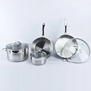 European 4pcs cookware set 304 stainless steel casserole German kitchenware with sauce panan fry pan