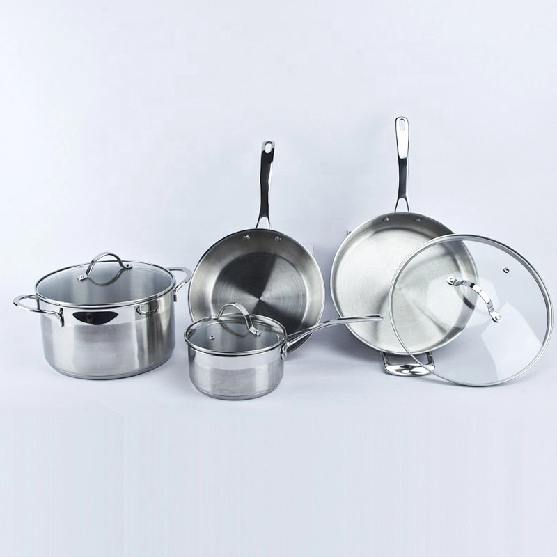 European 4pcs cookware set 304 stainless steel casserole German kitchenware with sauce panan fry pan