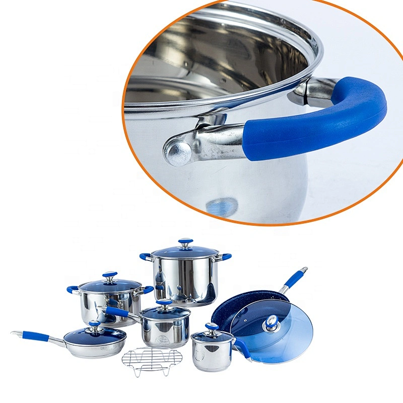 In stock hot Wholesale nonstick kitchenware 13 Pcs Stainless Steel Cookware Set