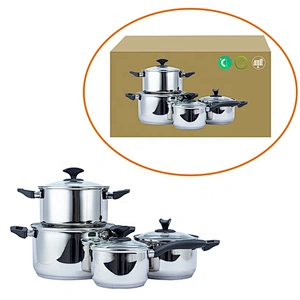 6pcs/8pcs/10pcs stainless steel cookware set cooking pot with glass lid