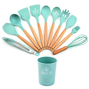 Best gadget kitchen cooking tools camping 11 pieces silicone handle kitchen utensil set