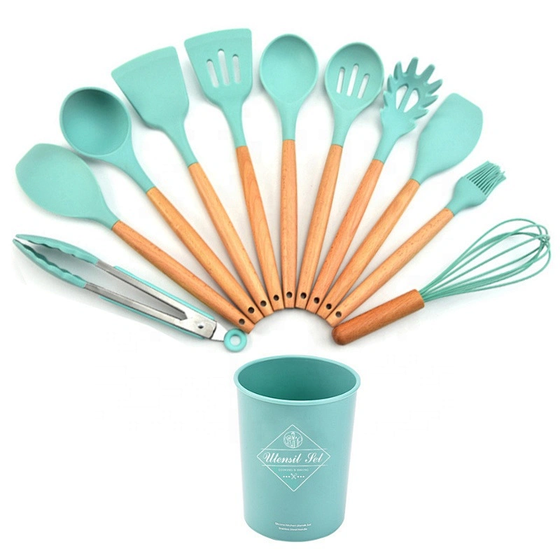 Best gadget kitchen cooking tools camping 11 pieces silicone handle kitchen utensil set