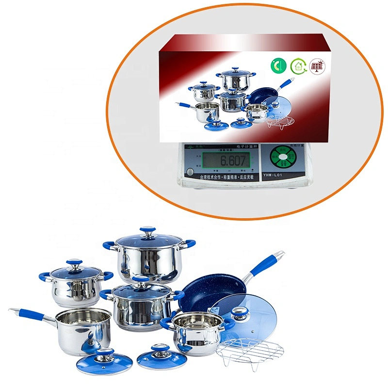 Kitchen accessory 13pcs cooking pot stainless steel cookware set with glass lid
