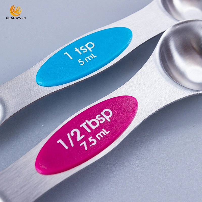 Wholesale kitchen tools Mini Style 7pcs colorful 2 in 1 Stainless Steel Measuring Spoon Set