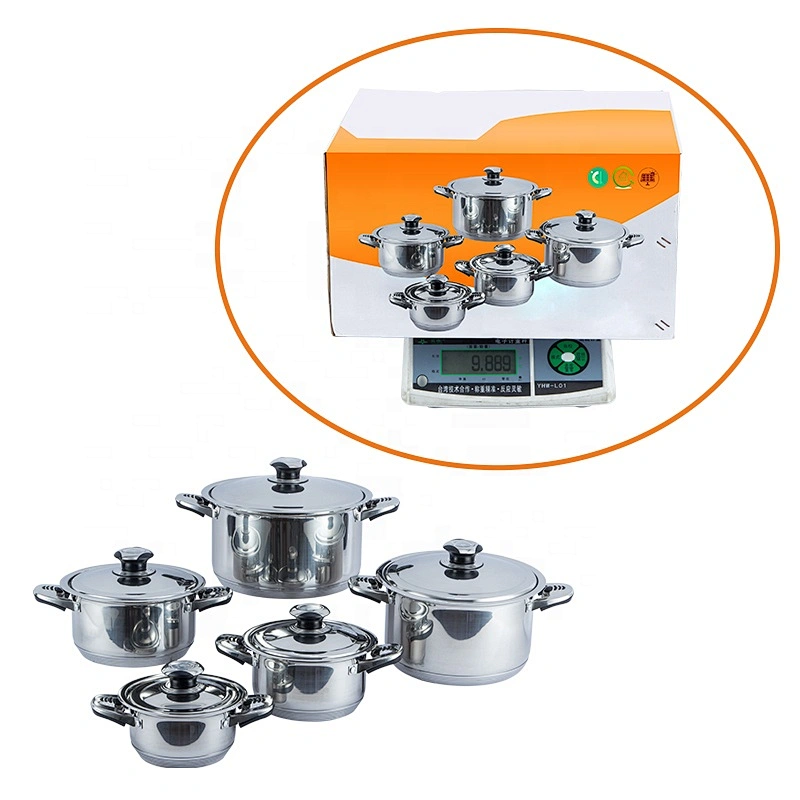 2020 Bakelite and stainless steel combined handle 3ply stainless steel cookware stock pot with ss201 lid