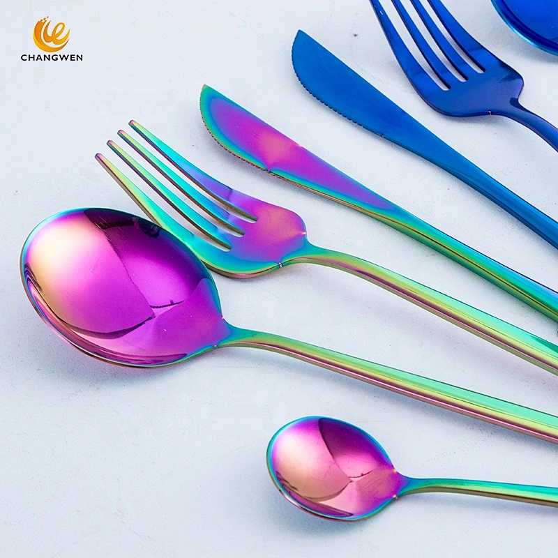 Hot selling on Amazon Portable Flatware spoon and fork stainless steel blue travel Cutlery Set