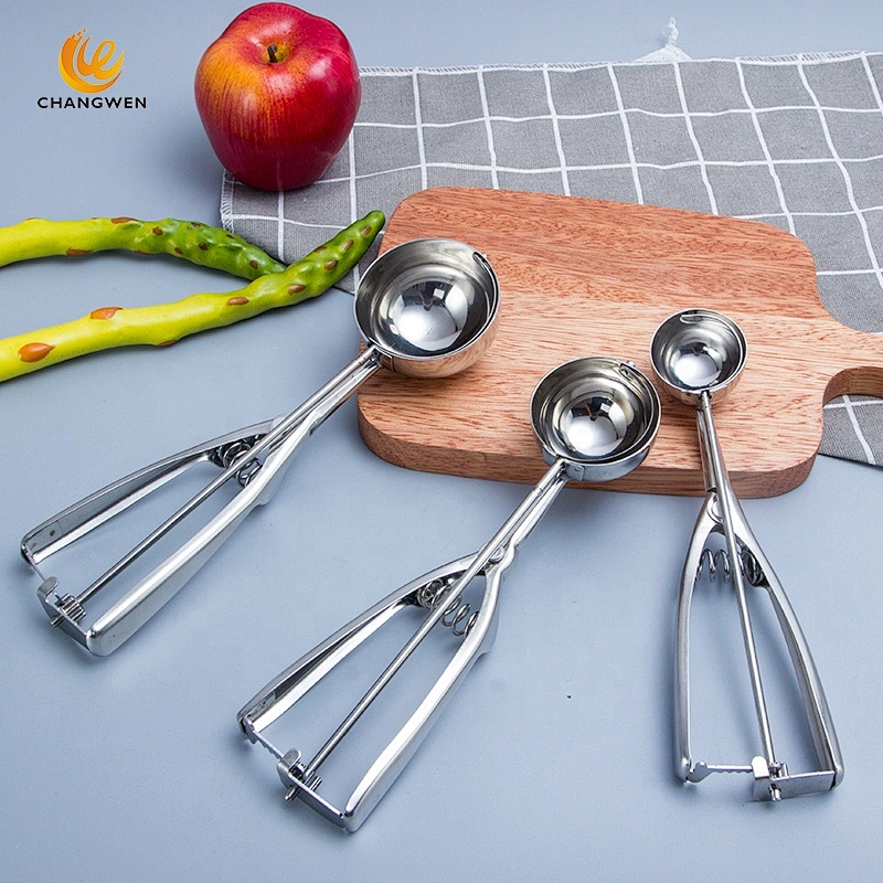 Hot sale 3 size multipurpose melon scoop cookie scoop stainless steel ice cream scoop with trigger release