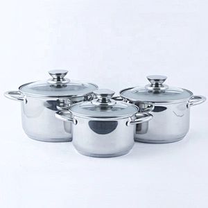 Factory Price 6pcs kitchen ware cooking pot stainless steel casserole cookware sets