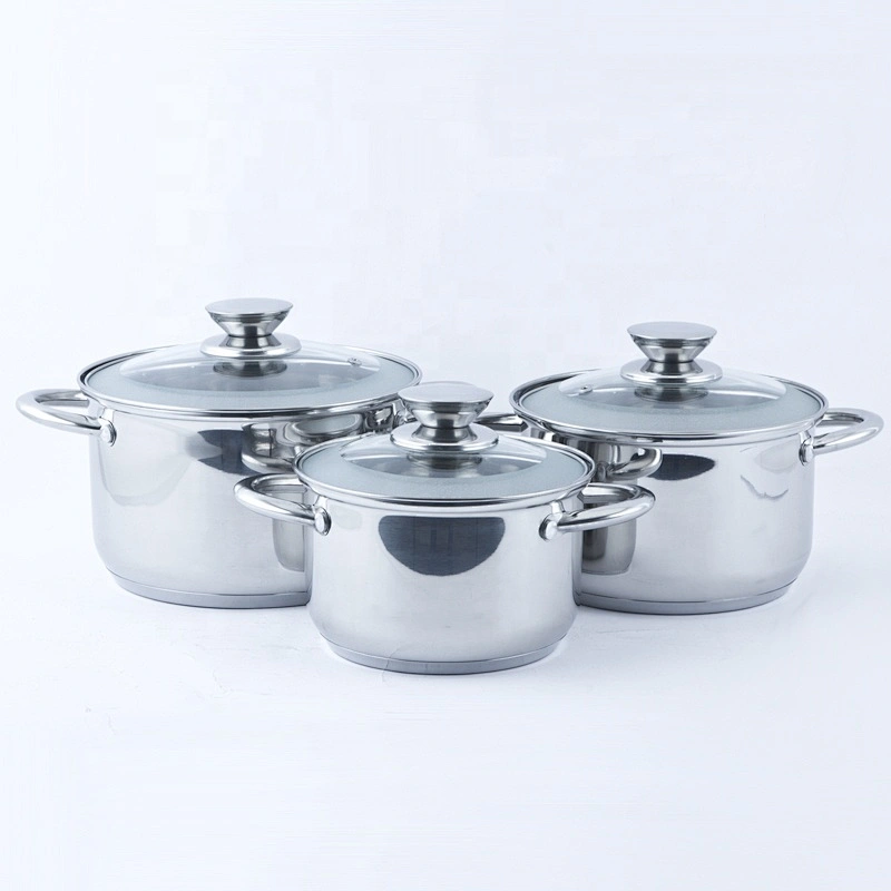 Factory Price 6pcs kitchen ware cooking pot stainless steel casserole cookware sets