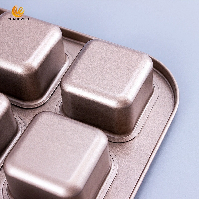 Non stick carbon steel champagne gold bakeware 12 cup Square Lattice Chocolate Cake Mold Brownie Baking Pan