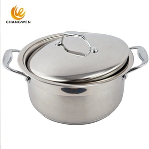 kitchen cooking double handle stainless steel cookware set with lids