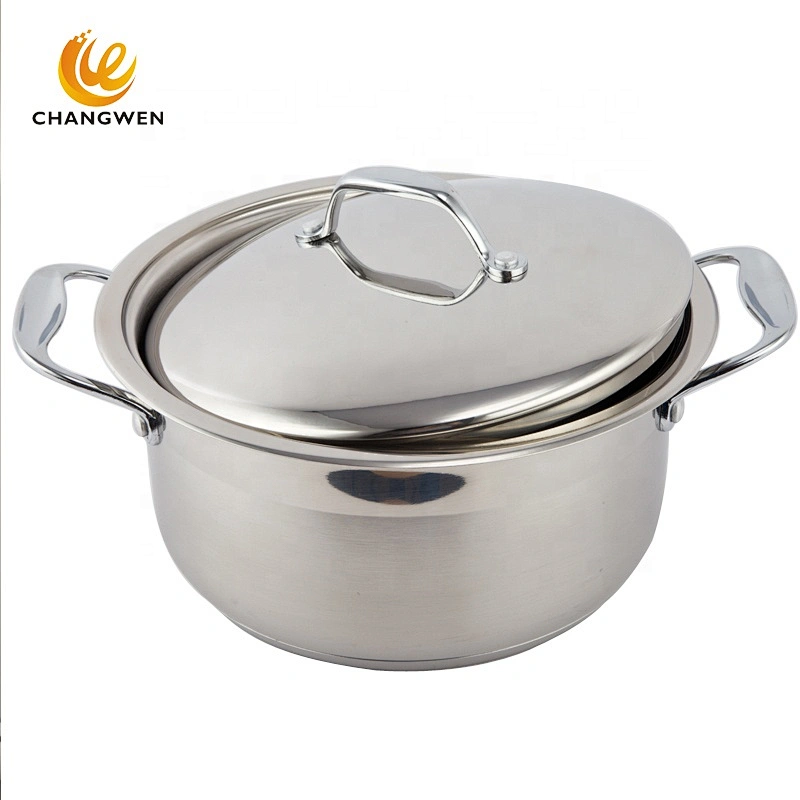 kitchen cooking double handle stainless steel cookware set with lids
